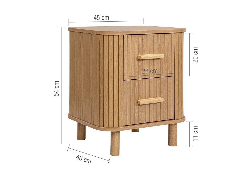 Birlea Furniture & Beds Birlea Axel Oak 2 Drawer Bedside Table