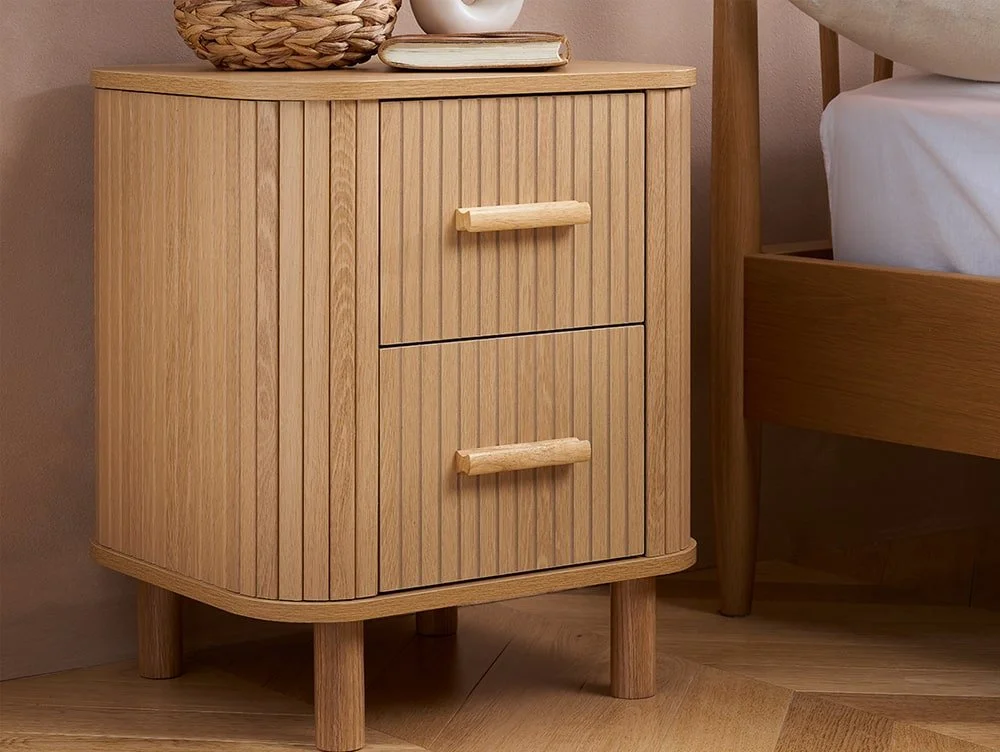 Birlea Furniture & Beds Birlea Axel Oak 2 Drawer Bedside Table