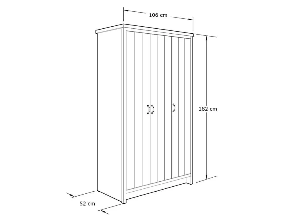 GFW Clearance - GFW Boston Grey Wood Effect 3 Door Triple Wardrobe