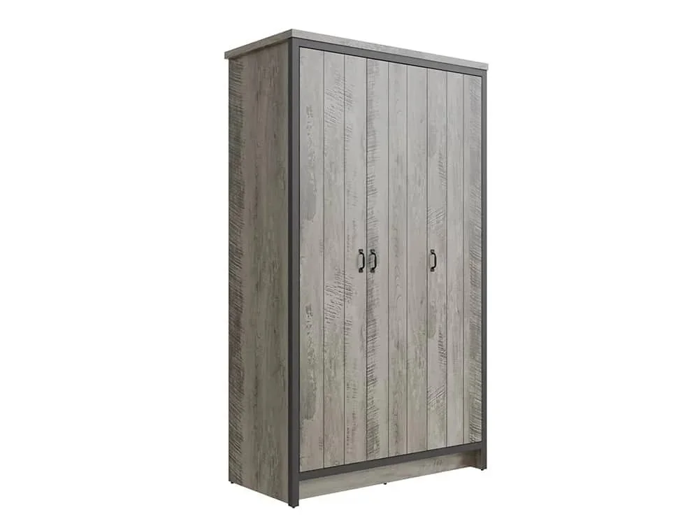 GFW Clearance - GFW Boston Grey Wood Effect 3 Door Triple Wardrobe