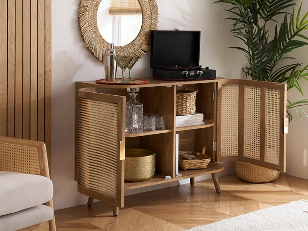 Birlea Furniture & Beds Birlea Noah Rattan and Oak 2 Door Sideboard