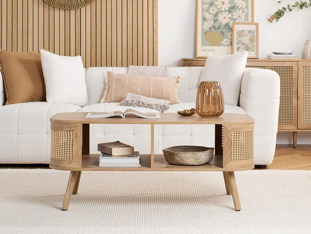 Birlea Furniture & Beds Birlea Noah Rattan and Oak Coffee Table