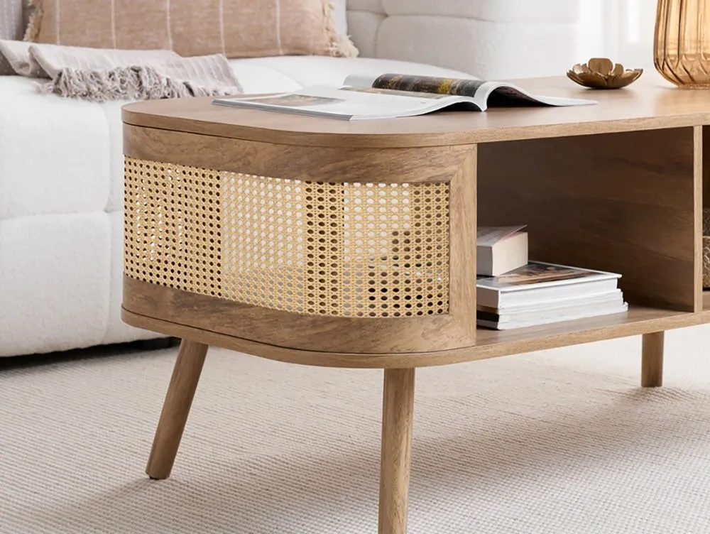 Birlea Furniture & Beds Birlea Noah Rattan and Oak Coffee Table