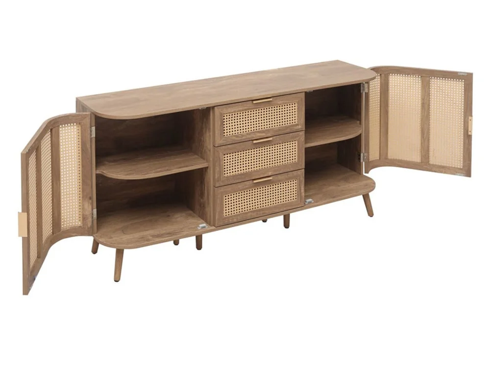 Birlea Furniture & Beds Birlea Noah Rattan and Oak 2 Door 3 Drawer Sideboard