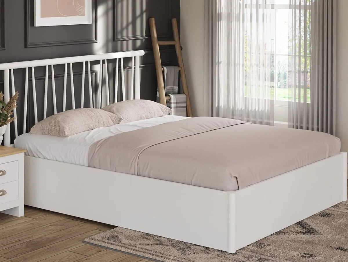 GFW GFW Fusum 5ft King Size White Spindle Ottoman Bed Frame