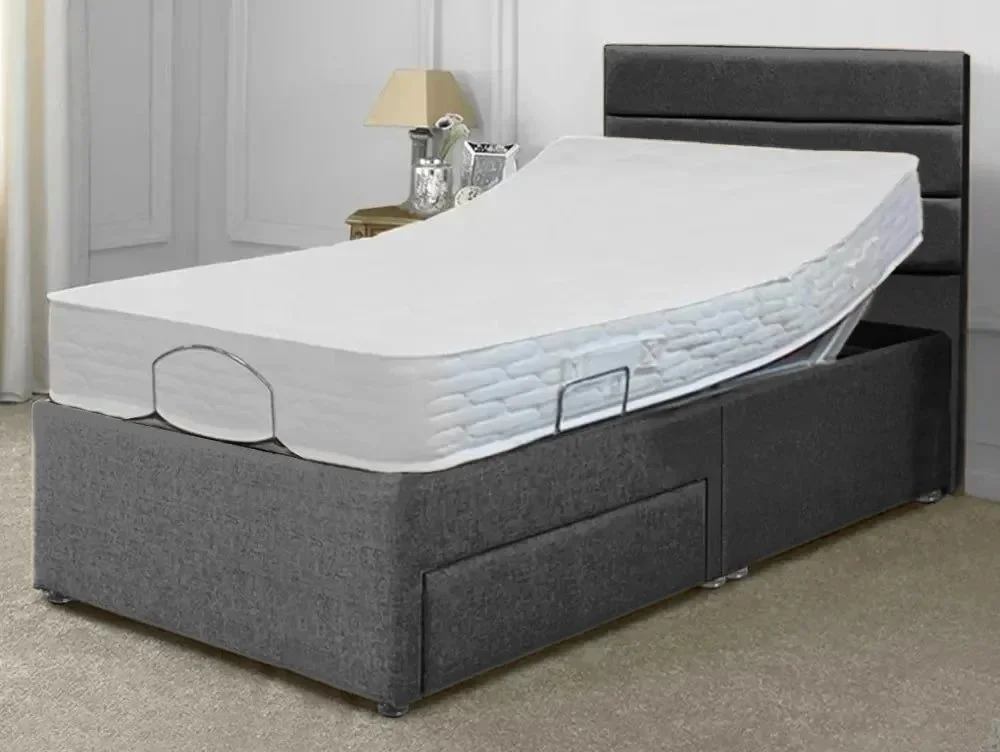 Willow & Eve Clearance - Willow & Eve Coolmax Electric Adjustable 4ft6 Double Bed Venice Carbon with Ariana Floorstand Headboard