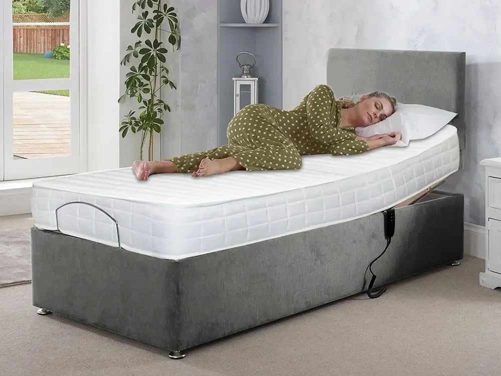 Flexisleep Clearance - Flexisleep Backcare Electric Adjustable 3ft Single Bed in Graceland Graphite with 2 Drawers on the RH Side