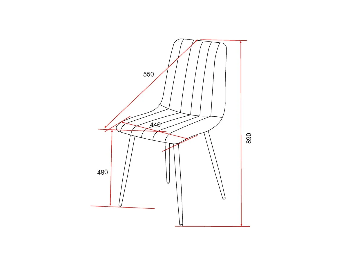 Core Products Core Aspen Straight Stitch Set of 2 Blue Cord Fabric Dining Chairs