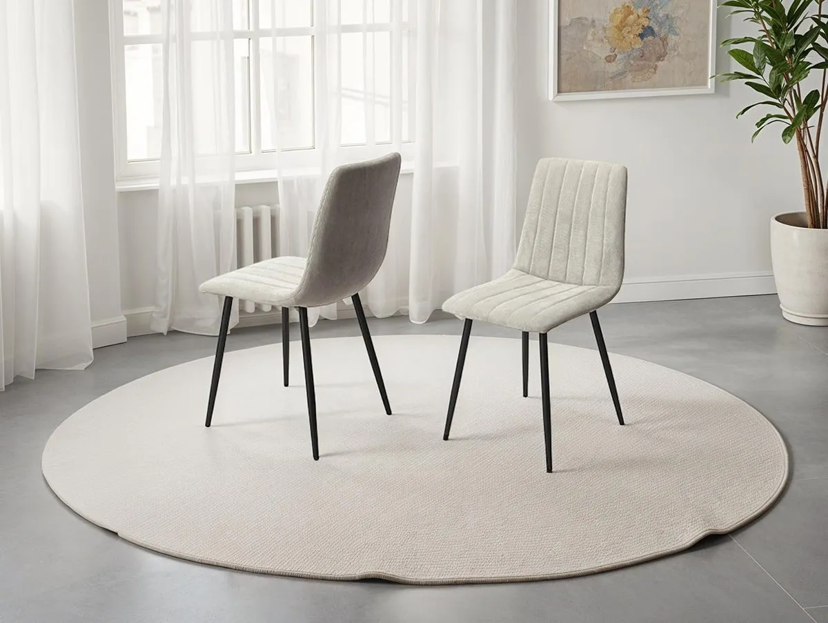 Core Products Core Aspen Straight Stitch Set of 2 Light Grey Cord Fabric Dining Chairs