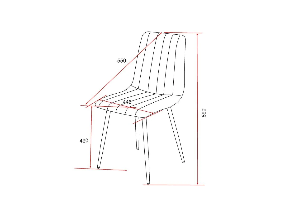 Core Products Core Aspen Straight Stitch Set of 2 Light Grey Cord Fabric Dining Chairs