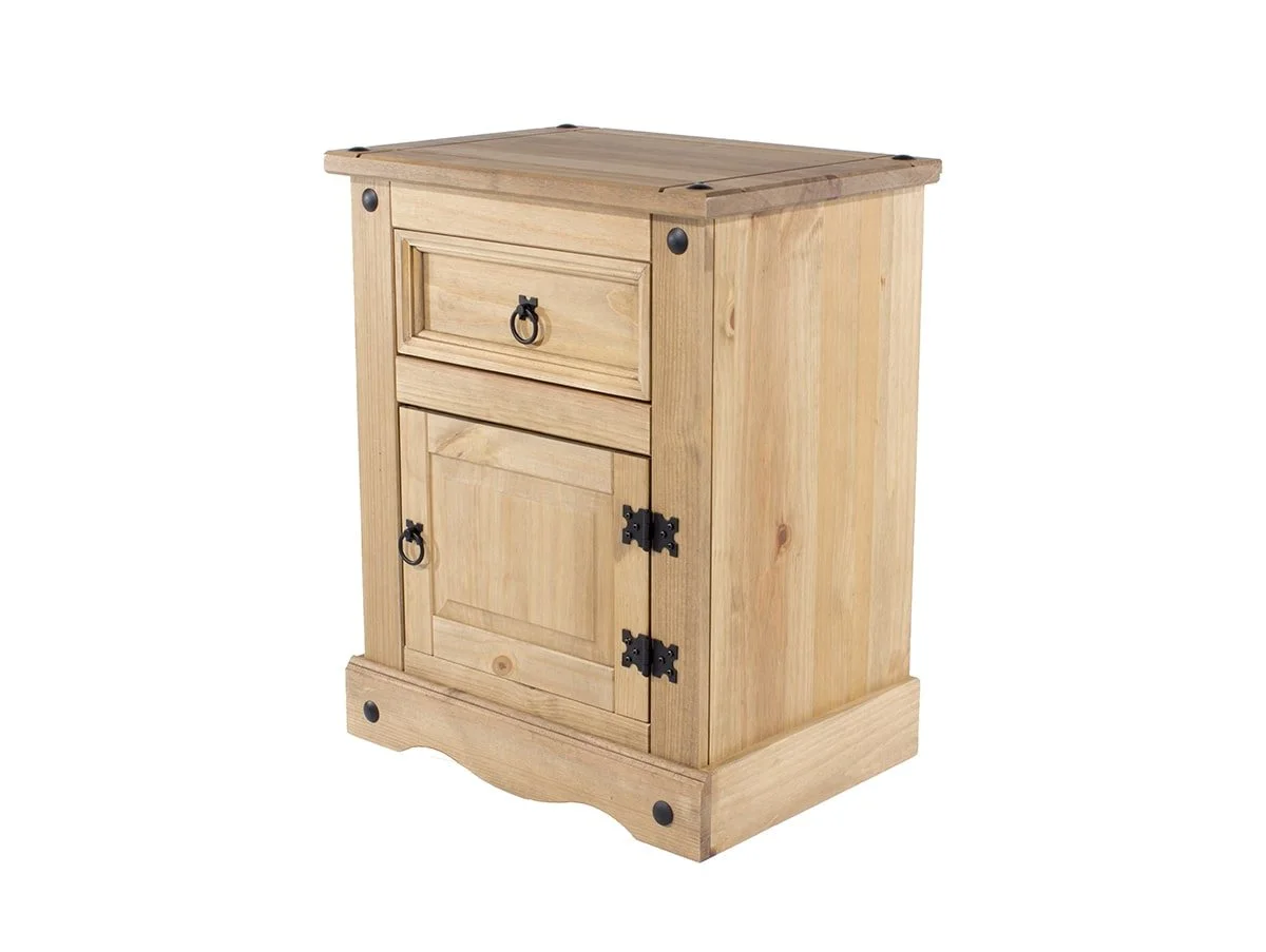 Core Products Core Corona 1 Drawer 1 Door Waxed Pine Wooden Bedside Table