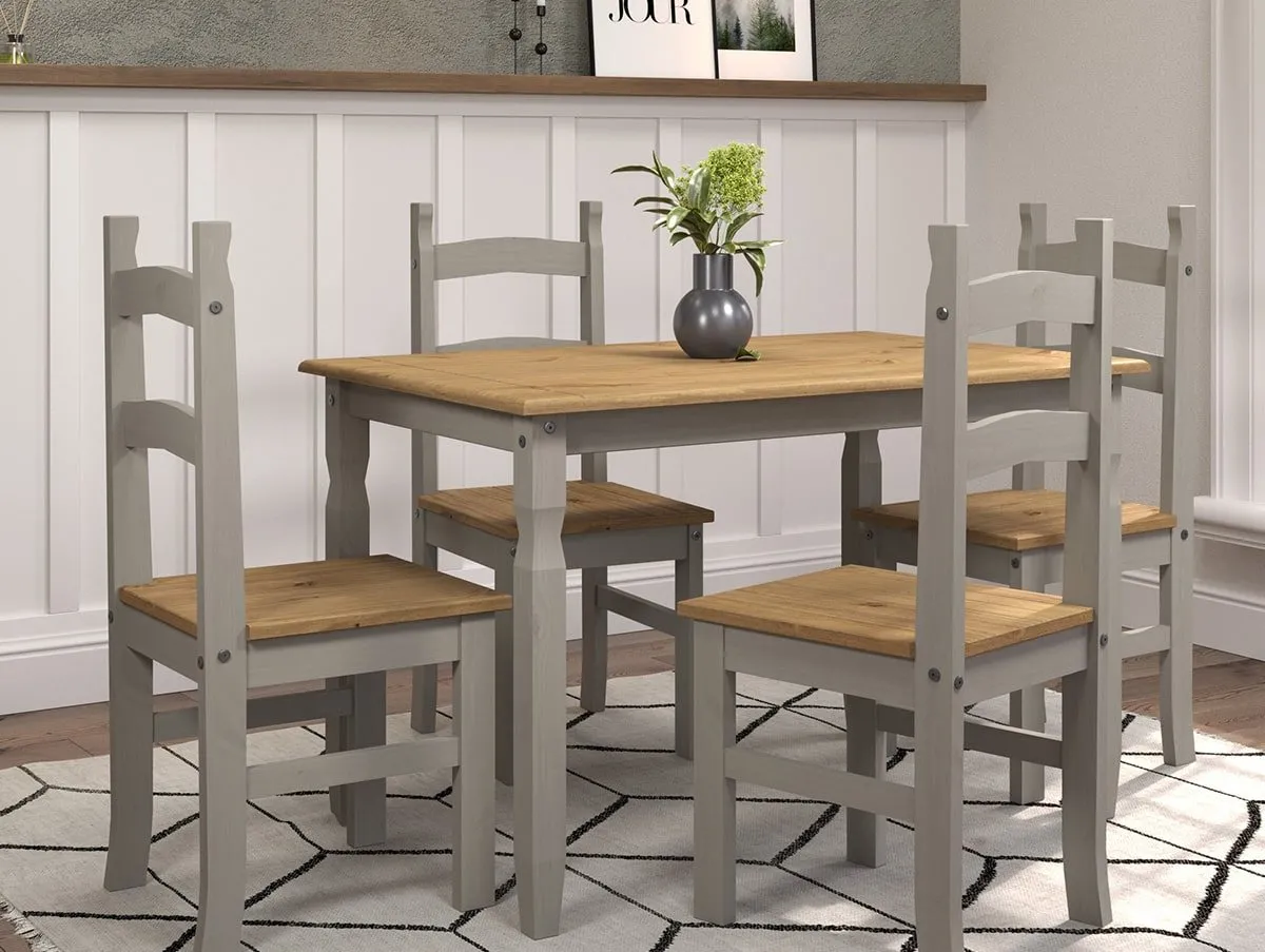Core Products Core Corona Grey Wax Rectangular Dining Table and Chairs Set