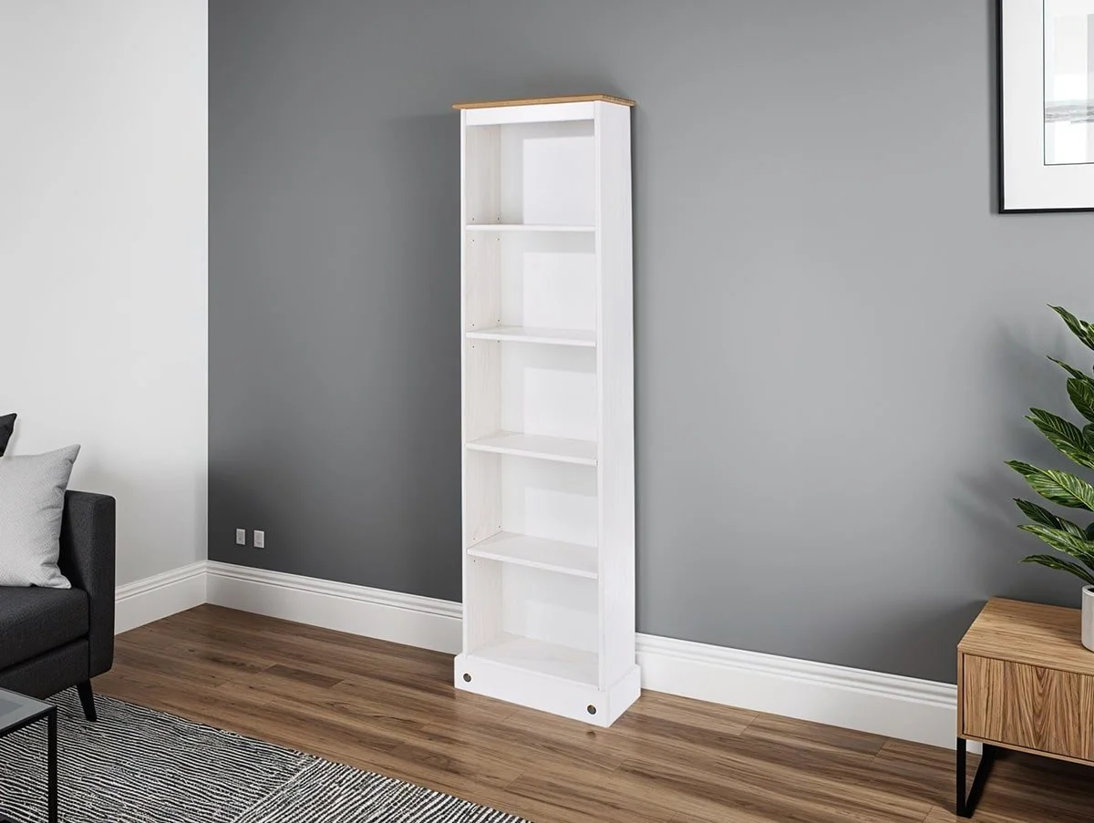 Core Products Core Corona White Wax Wooden Tall Bookcase