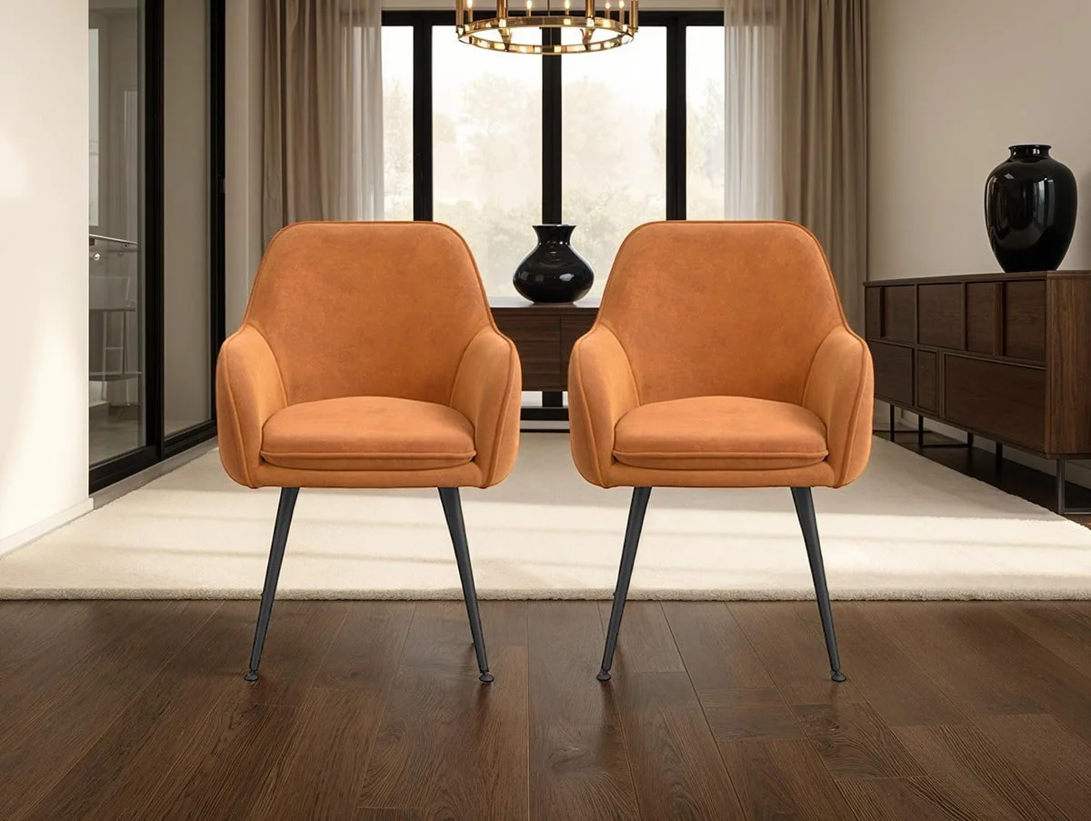 LPD LPD Tara Set of 2 Rust Velvet Dining Chairs