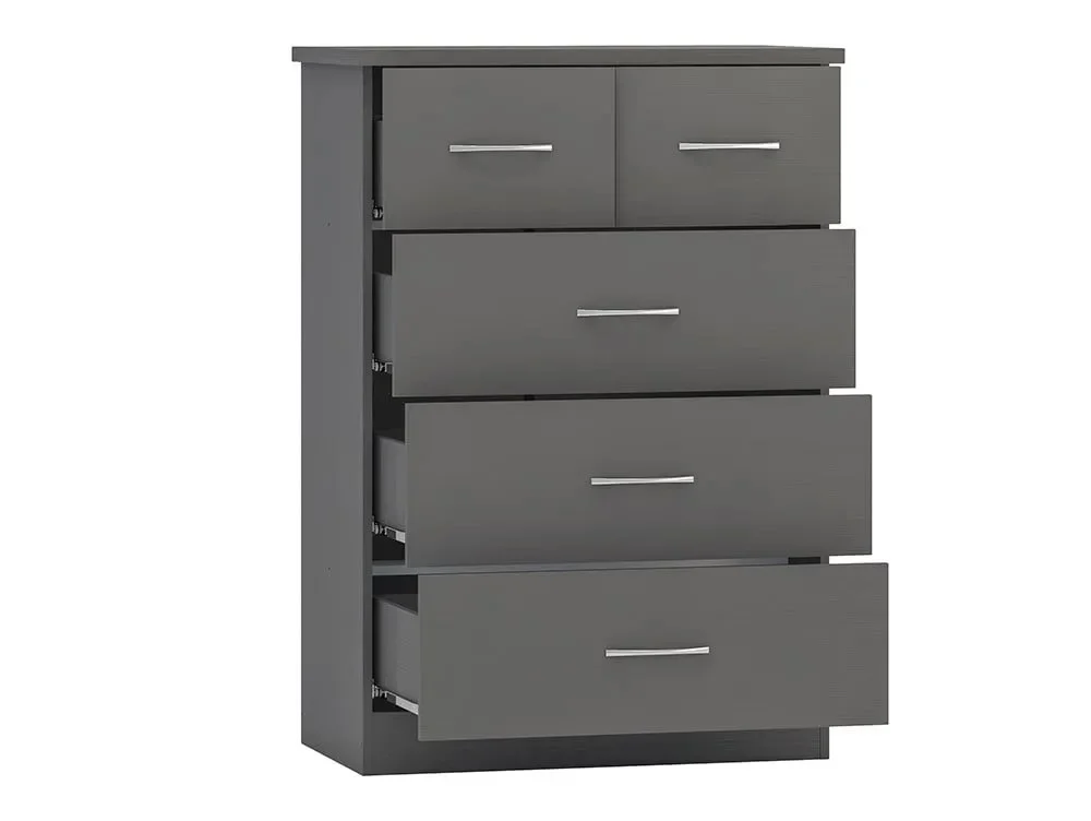 Seconique Clearance - Seconique Nevada Matt Grey 3+2 Drawer Chest of Drawers