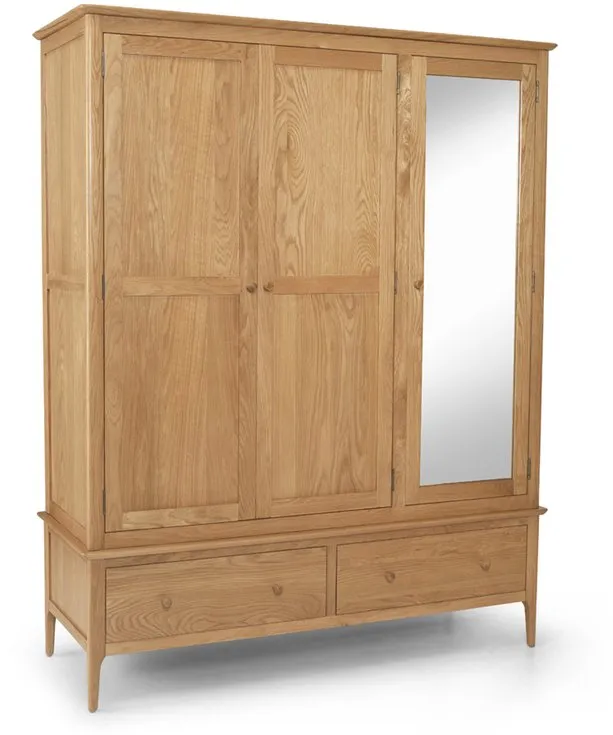 Archers Archers Windermere 3 Door 2 Drawer Mirrored Oak Wooden Large Triple Wardrobe (Part Assembled)