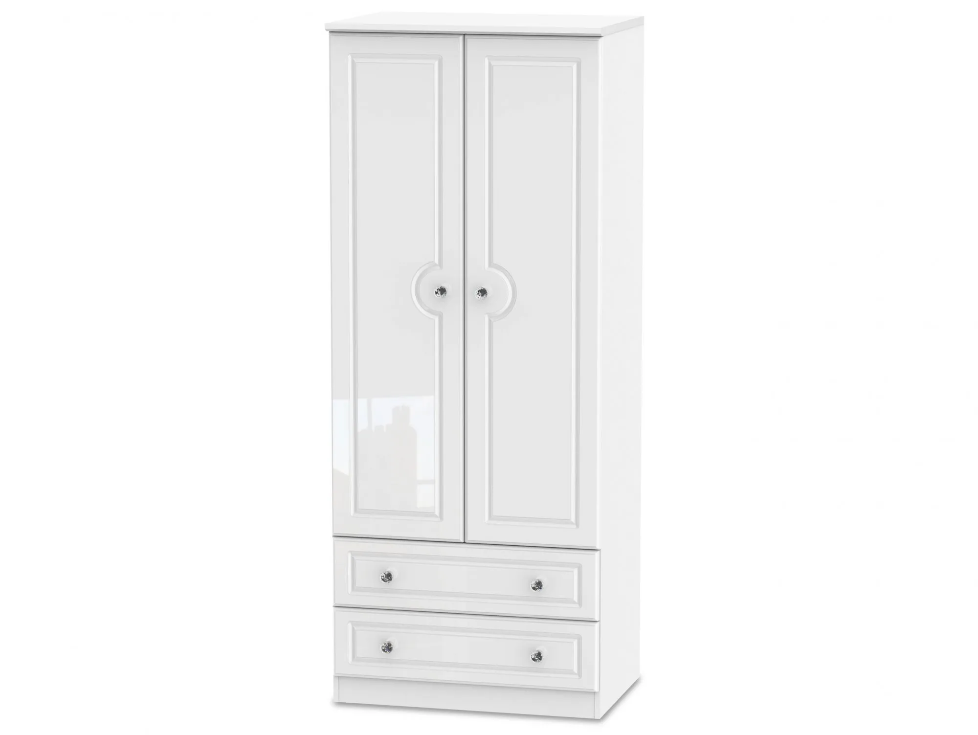 Welcome Welcome 2ft6 Balmoral White High Gloss 2 Door 2 Drawer Double Wardrobe (Assembled)