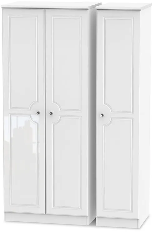 Welcome Welcome Balmoral White High Gloss 3 Door Triple Wardrobe (Assembled)