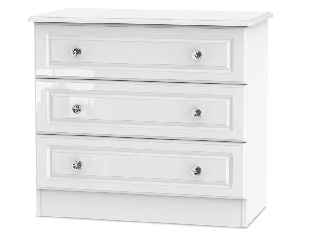 Welcome Welcome Balmoral White High Gloss 3 Drawer Low Chest of Drawers (Assembled)