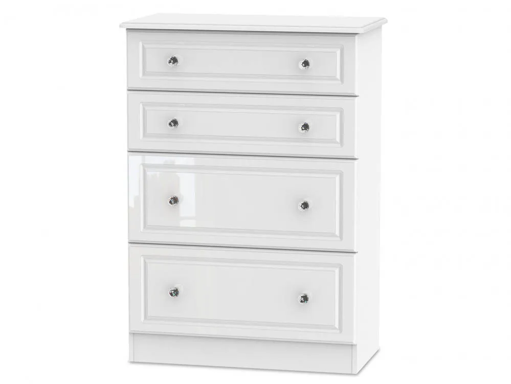 Welcome Welcome Balmoral White High Gloss 4 Drawer Deep Chest of Drawers (Assembled)