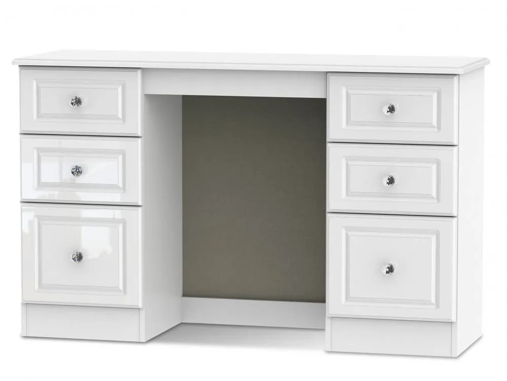 Welcome Welcome Balmoral White High Gloss Double Pedestal Dressing Table (Assembled)