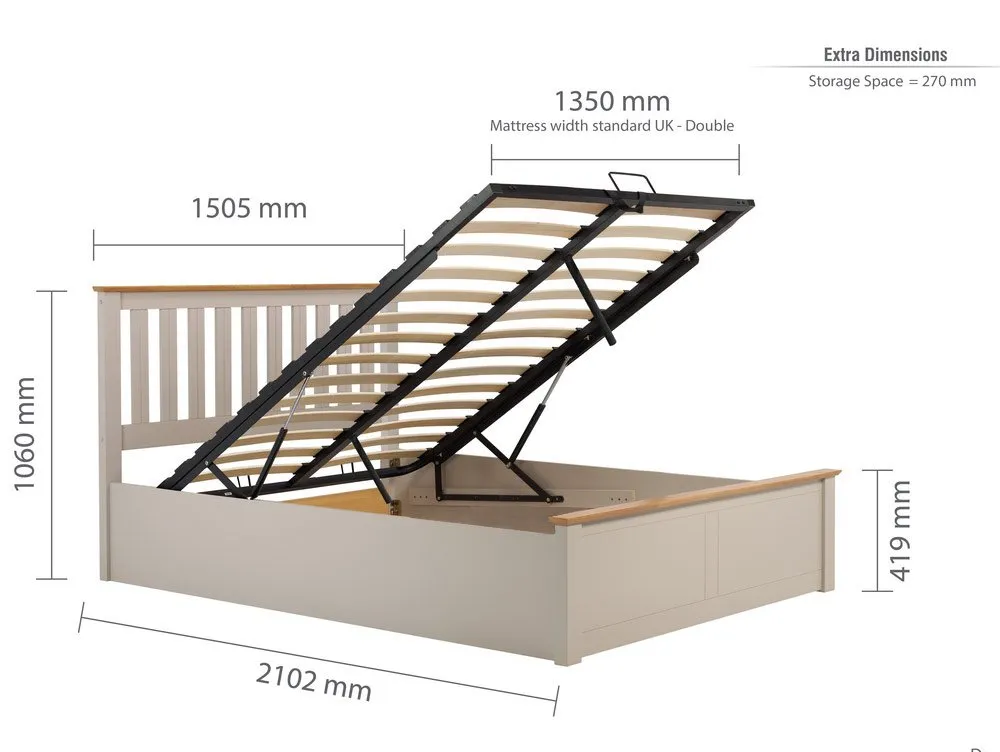 ASC ASC Sydney 4ft6 Double Pearl Grey Wooden Ottoman Bed Frame