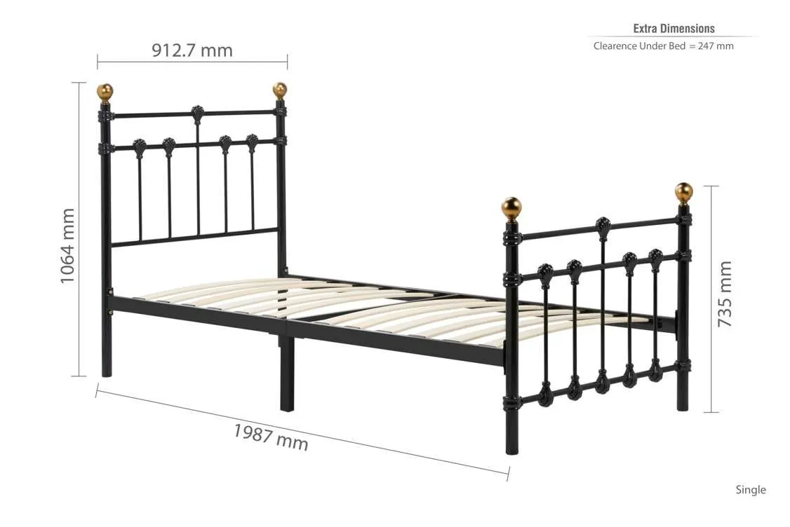 Birlea Furniture & Beds Birlea Atlas 3ft Single Black Metal Bed Frame