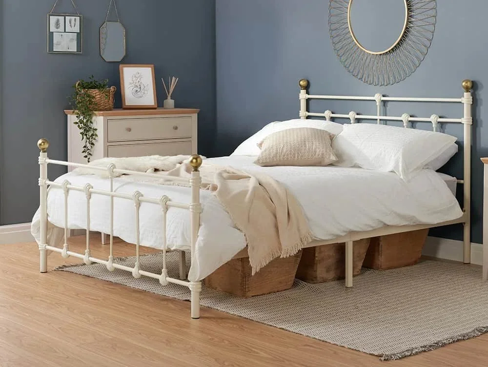 Birlea Furniture & Beds Birlea Atlas 4ft Small Double Cream Metal Bed Frame