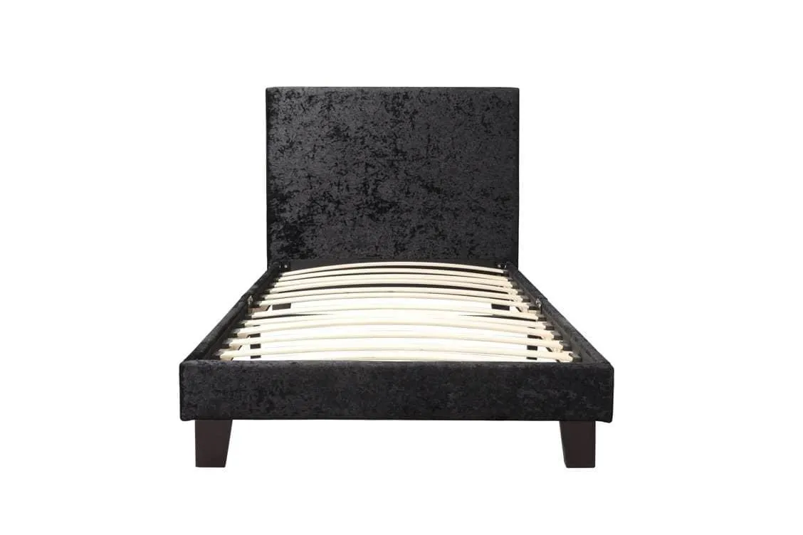 Birlea Furniture & Beds Birlea Berlin 3ft Single Black Crushed Velvet Glitz Fabric Bed Frame