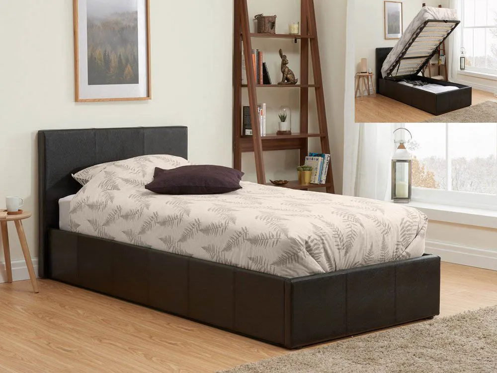 Birlea Furniture & Beds Birlea Berlin 3ft Single Brown Faux Leather Ottoman Bed Frame