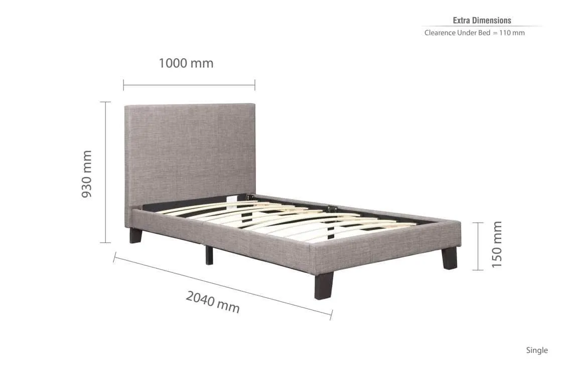 Birlea Furniture & Beds Birlea Berlin 3ft Single Grey Fabric Bed Frame