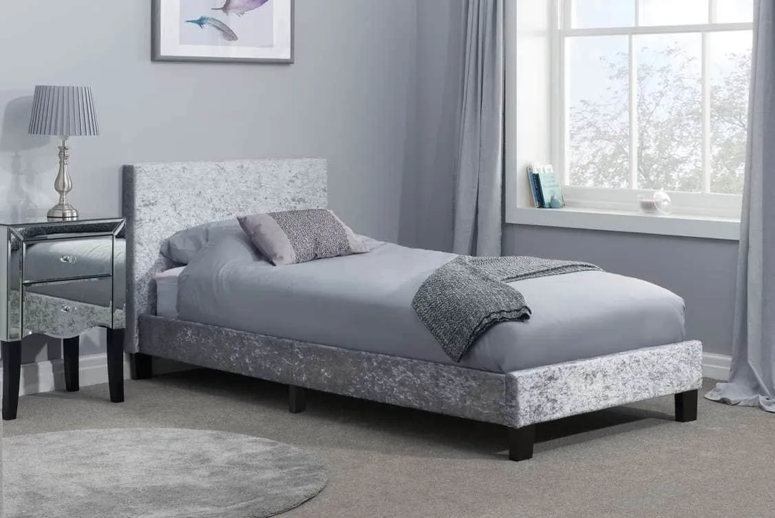 Birlea Furniture & Beds Birlea Berlin 3ft Single Steel Crushed Velvet Glitz Fabric Bed Frame