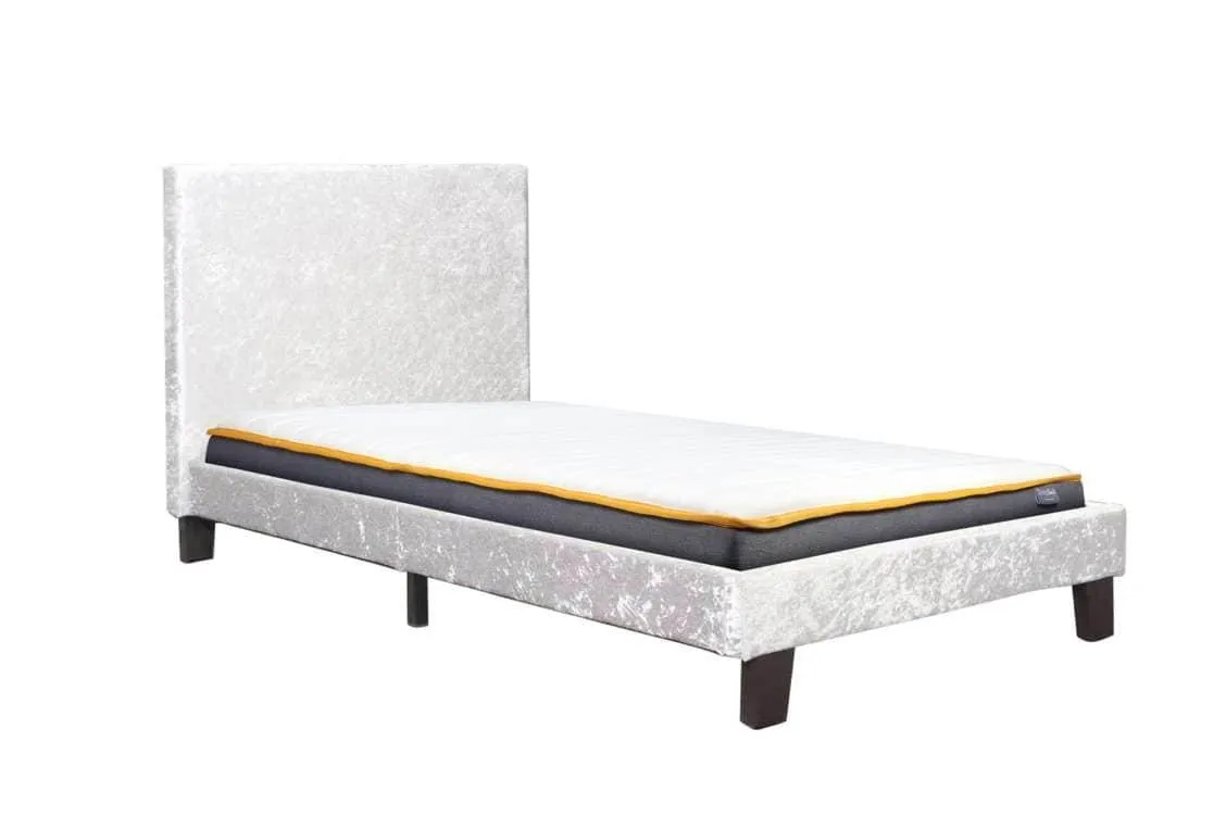 Birlea Furniture & Beds Birlea Berlin 3ft Single Steel Crushed Velvet Glitz Fabric Bed Frame