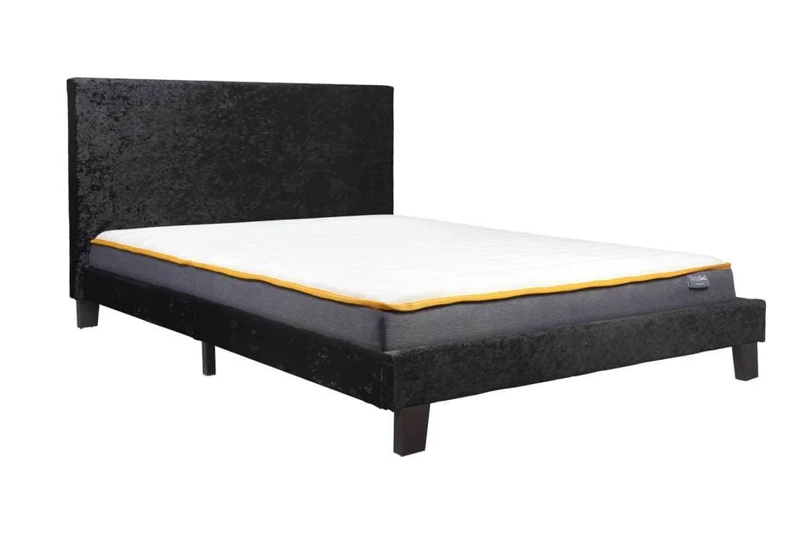 Birlea Furniture & Beds Birlea Berlin 4ft Small Double Black Crushed Velvet Glitz Fabric Bed Frame