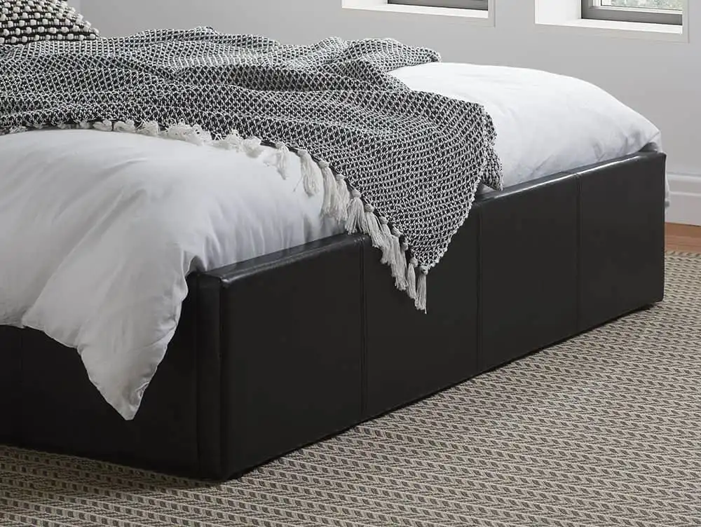 Birlea Furniture & Beds Birlea Berlin 4ft6 Double Black Faux Leather Ottoman Bed Frame