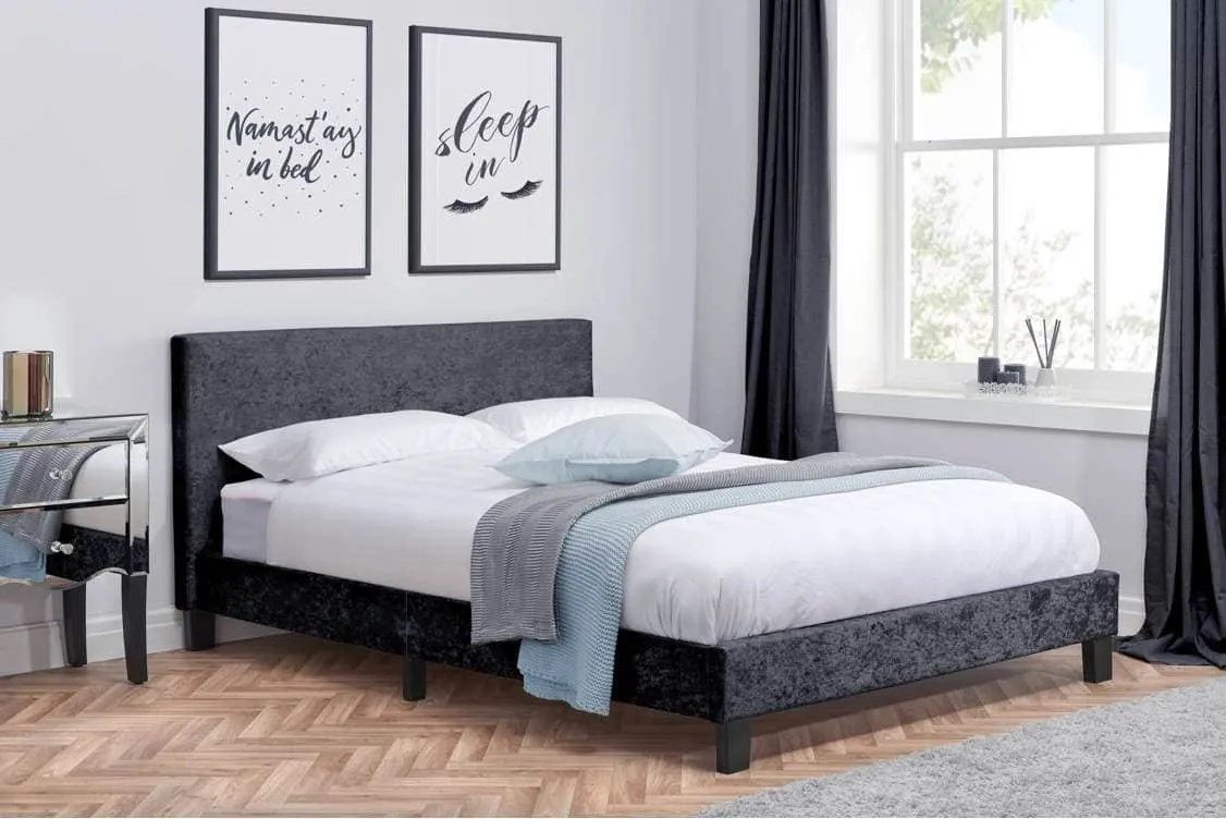 Birlea Furniture & Beds Birlea Berlin 5ft King Size Black Crushed Velvet Glitz Fabric Bed Frame