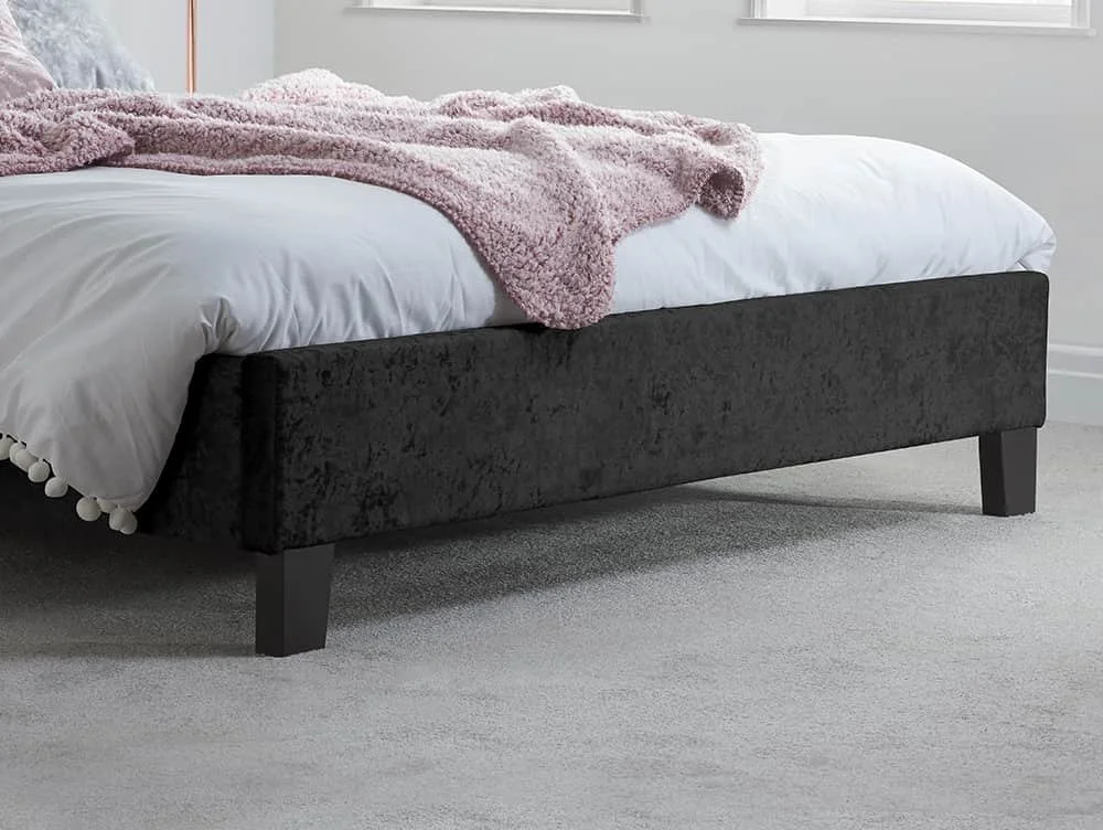 Birlea Furniture & Beds Birlea Berlin 5ft King Size Black Crushed Velvet Glitz Fabric Bed Frame