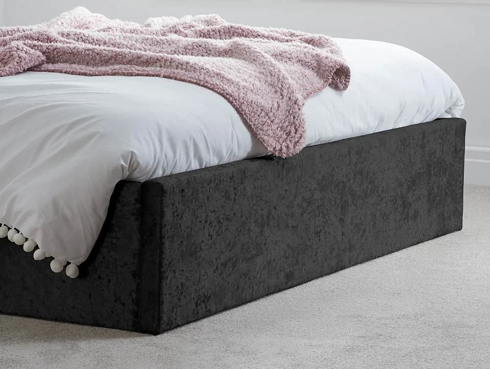 Birlea Furniture & Beds Birlea Berlin 5ft King Size Black Crushed Velvet Glitz Fabric Ottoman Bed Frame