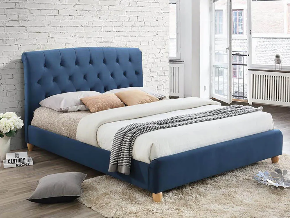 Birlea Furniture & Beds Birlea Brompton 5ft King Size Midnight Blue Fabric Bed Frame