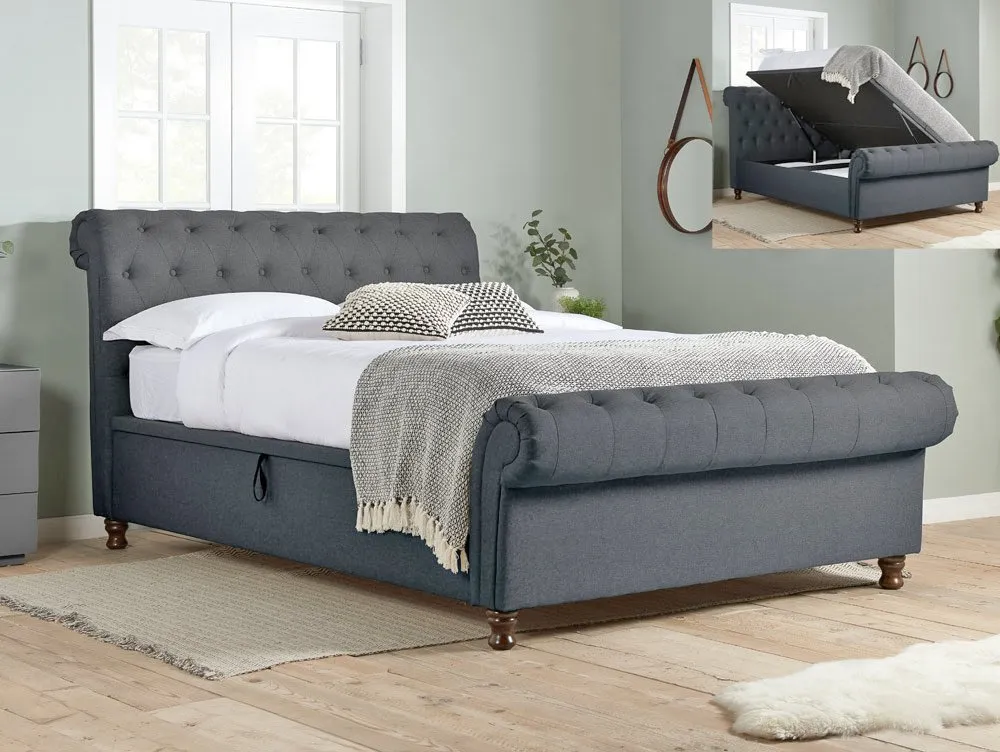 Birlea Furniture & Beds Birlea Castello 4ft6 Double Charcoal Fabric Ottoman Bed Frame