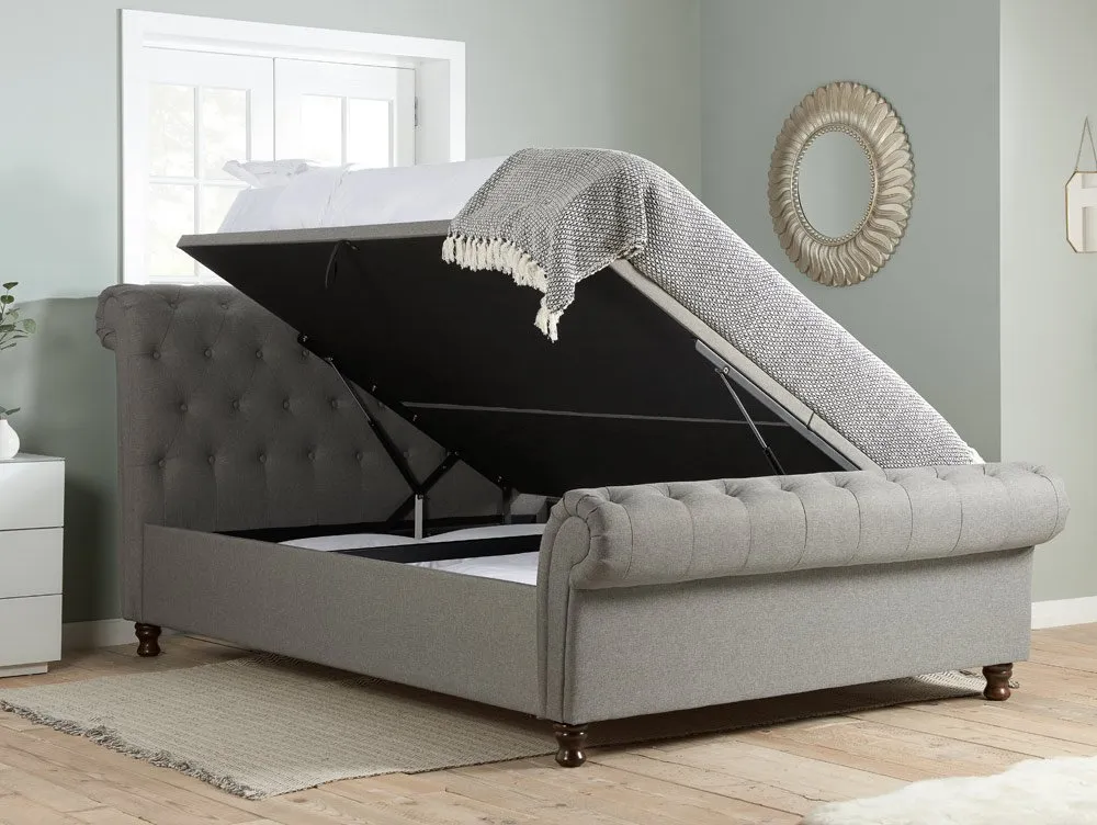 Birlea Furniture & Beds Birlea Castello 4ft6 Double Grey Fabric Ottoman Bed Frame