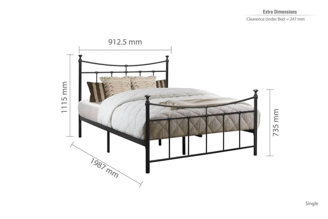 Birlea Furniture & Beds Birlea Emily 3ft Single Black Metal Bed Frame