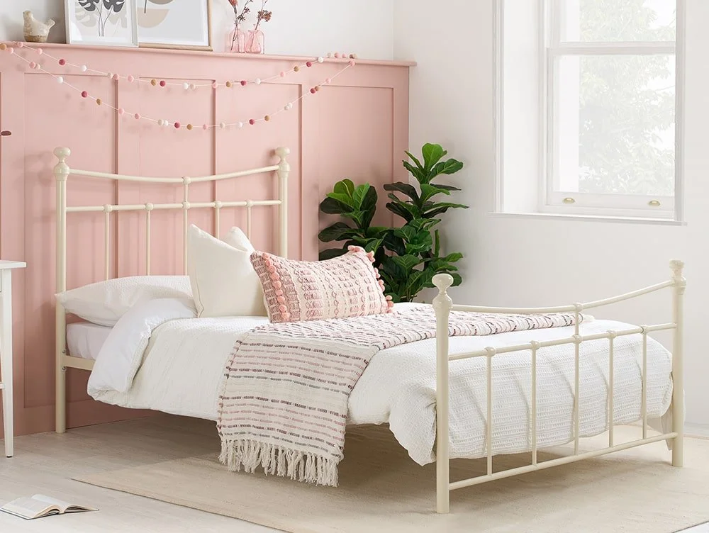 Birlea Furniture & Beds Birlea Emily 3ft Single Cream Metal Bed Frame