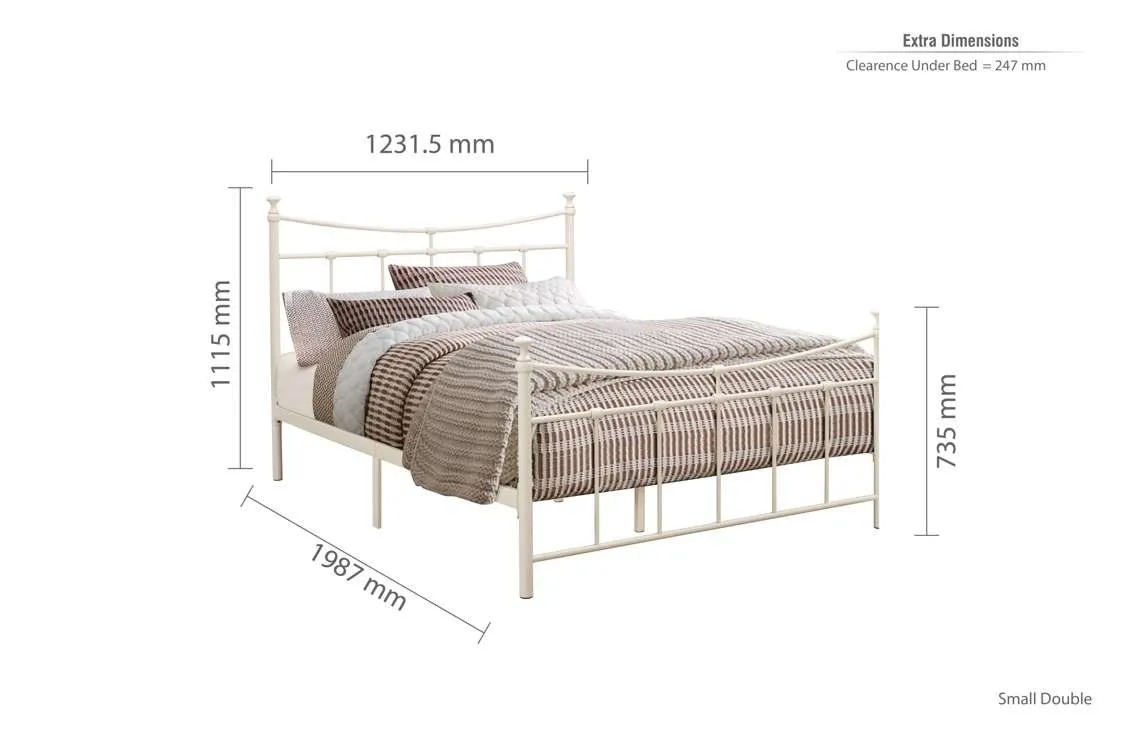 Birlea Furniture & Beds Birlea Emily 4ft Small Double Cream Metal Bed Frame