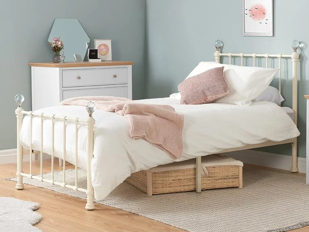 Birlea Furniture & Beds Birlea Jessica 3ft Single Cream Metal Bed Frame