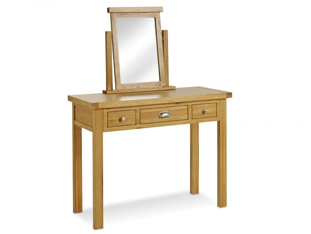 Birlea Furniture & Beds Birlea Woburn Single Pedestal Oak Wooden Dressing Table (Assembled)