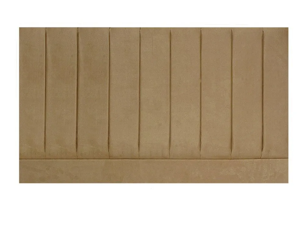 Designer Headboards Designer Pluto 4ft6 Double Tan Faux Suede Fabric Headboard