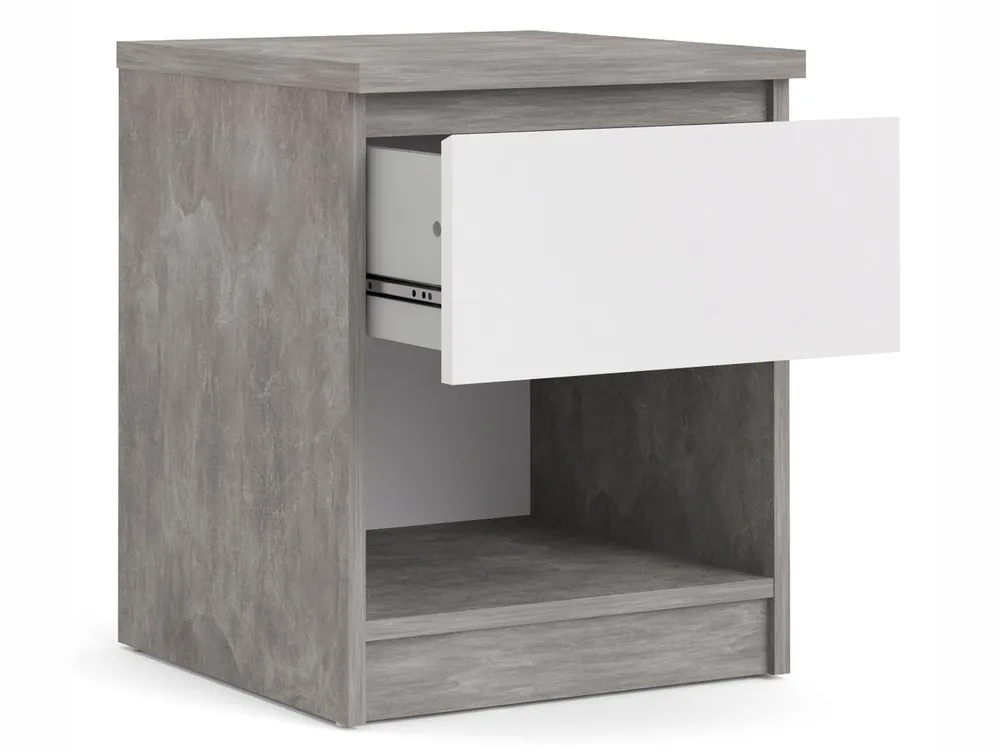 Furniture To Go Furniture To Go Naia Grey and White High Gloss 1 Drawer Small Bedside Table