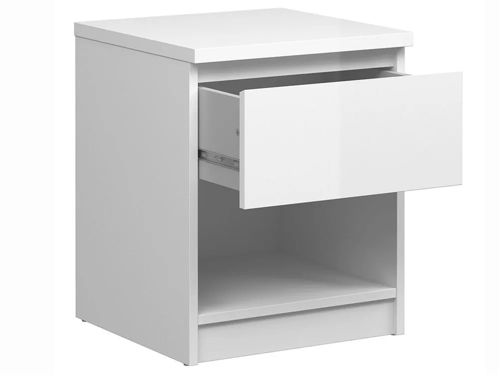 Furniture To Go Furniture To Go Naia White High Gloss 1 Drawer Small Bedside Table