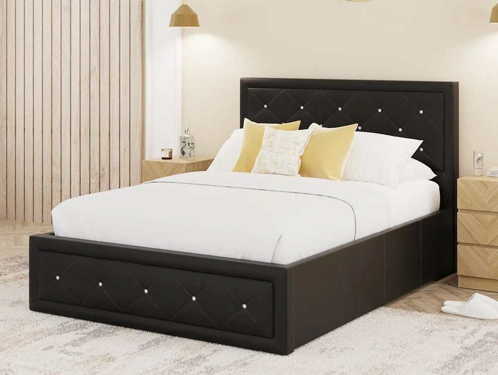 GFW GFW Hollywood 5ft King Size Black Faux Leather Ottoman Bed Frame